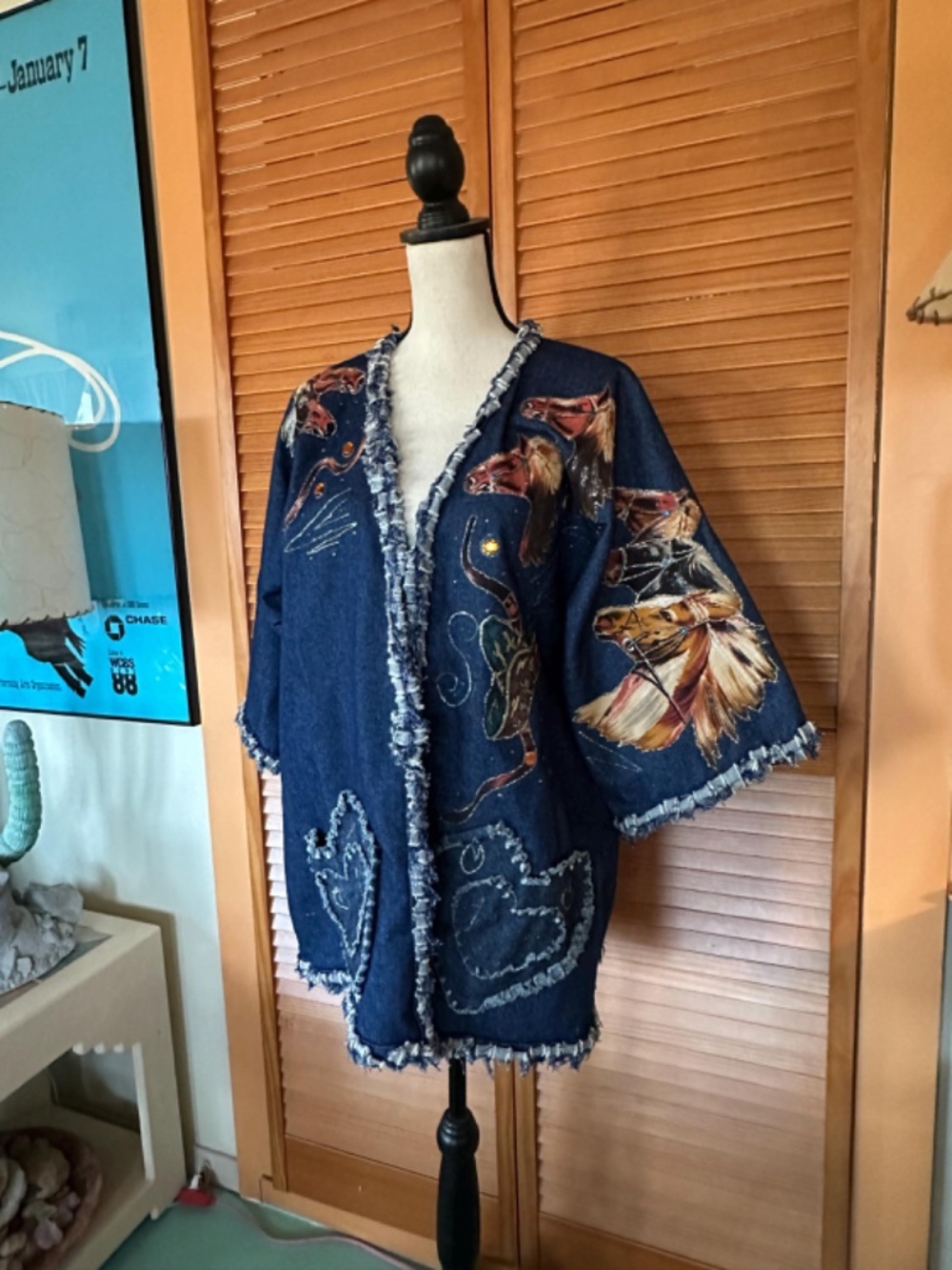 Vintage 80s Denim Western Jacket: Equestrian Horse Appliqué, Hand-Crafted - Picture 9 of 15